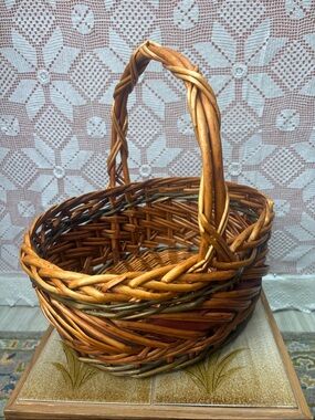 Vintage Woven Basket with Handle | Rustic Boho